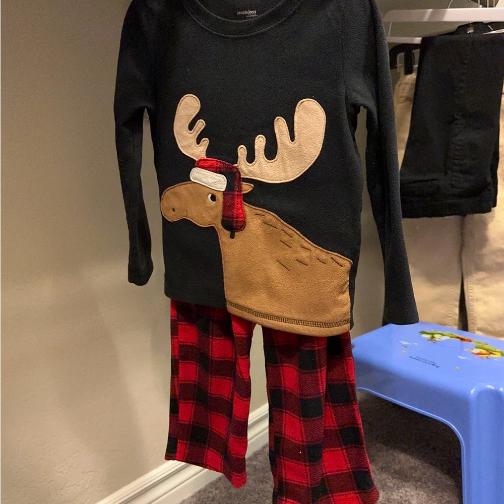 Carters Moose Kids Pajama Set - Black and Red
